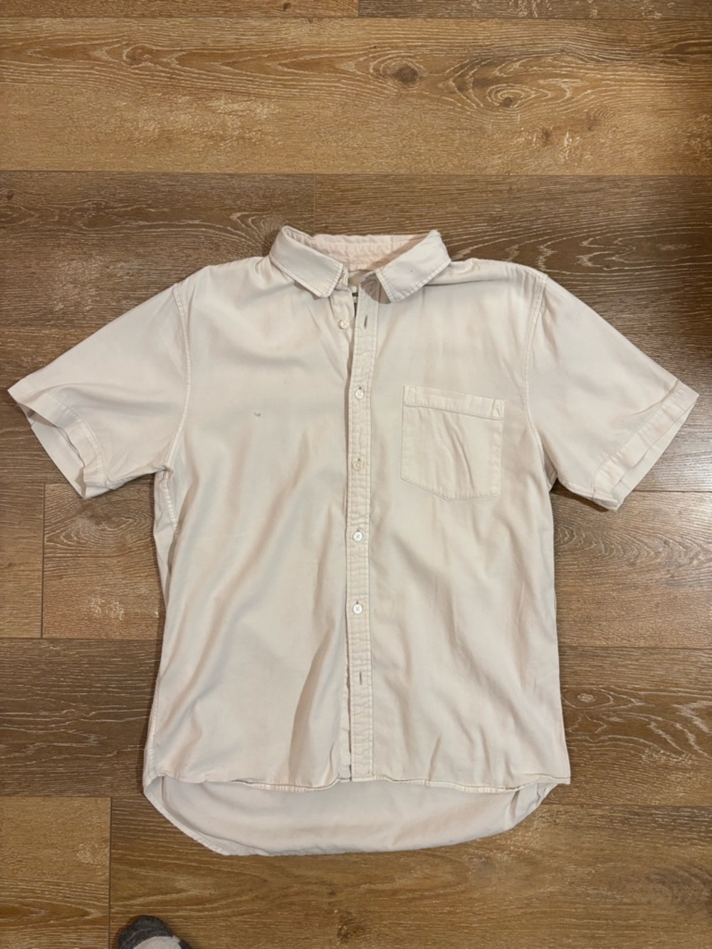 Buck Mason Cream Short-Sleeve Button-Down Pocket Shirt